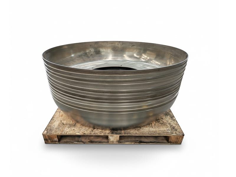 High-strength 1000mm centrifugal disk manufactured in SUS304 stainless steel using precision metal spinning, ideal for automatic feeding and automation equipment. Features consistent forming quality and excellent durability.